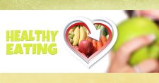 Nutrition for Healthy eating. Lady eating an apple.